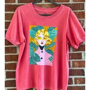 Bijou Karman Pink Graphic Tee Shirt Size M Artist Portrait T-Shirt